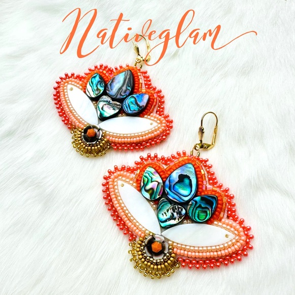 Lotus Floral Beaded Earrings - Picture 1 of 2
